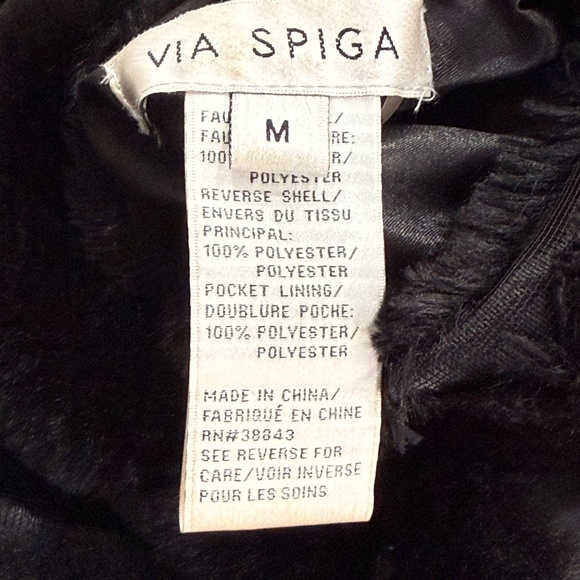 Via Spiga Reversible Cozy Soft Faux Mink Fur Blk Coat Women Medium Pockets Luxe - Picture 12 of 14
